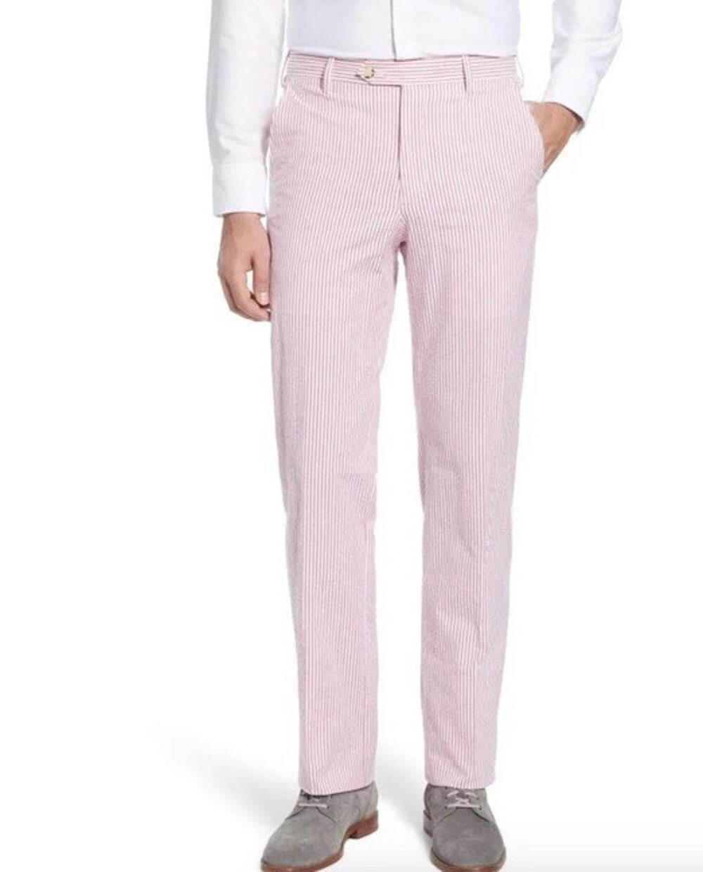 Country Club Prep Pink Seersucker Pants Men 34x32 Derby Wedding Preppy Golf prep